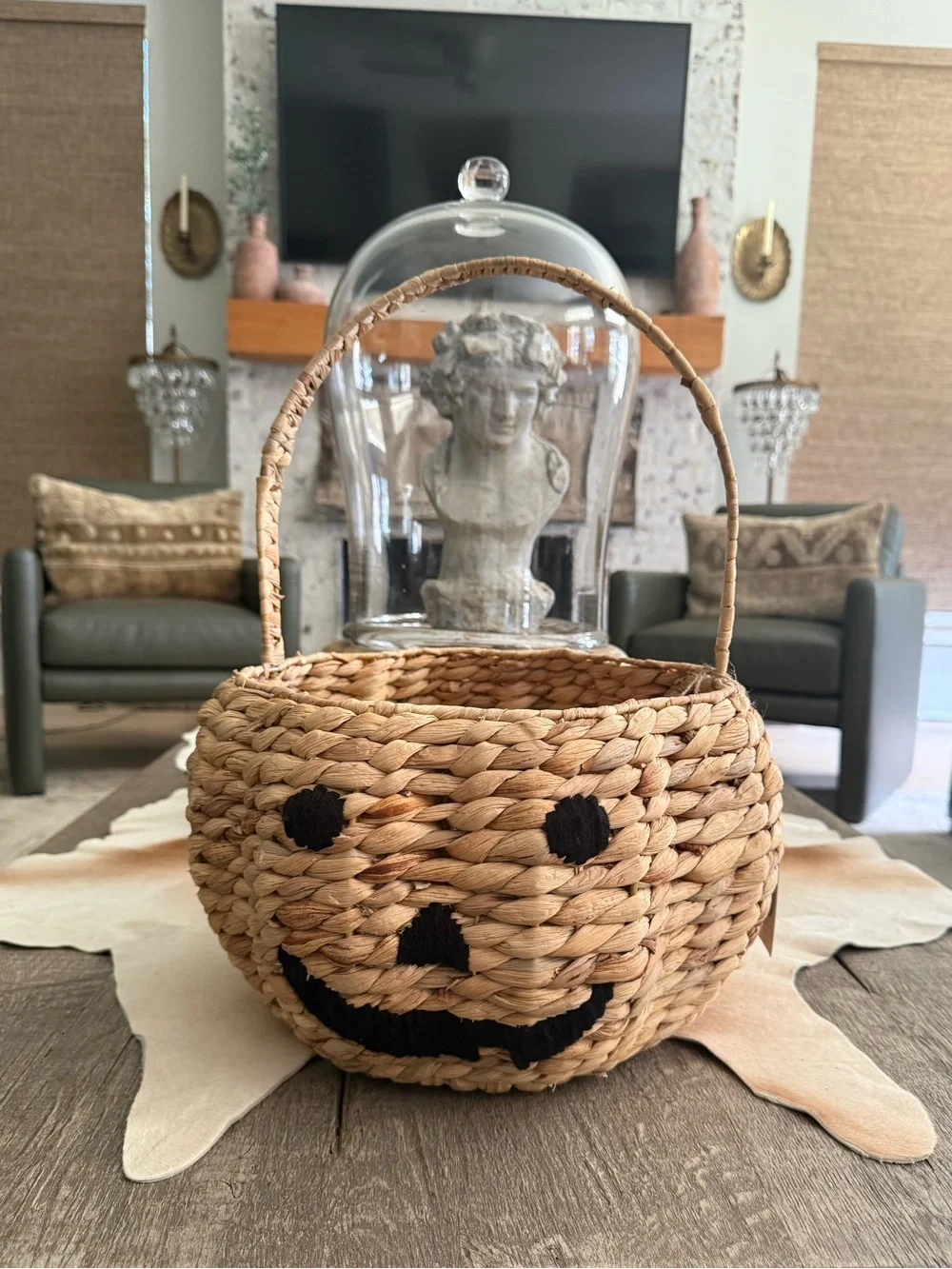 Brand NWT Woven Pumpkin Halloween Basket Large